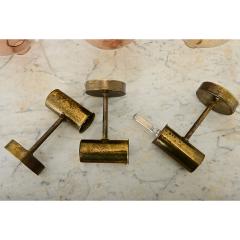 Set of Three Swedish Vintage Brass Glass Sconces - 4215619