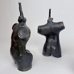 Set of Three Vintage Black Stoneware Sculptures by L L Italy 2000s - 4547383