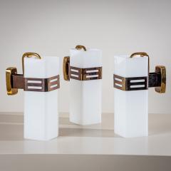 Set of Three Wall Sconces in Opaline Glass and Brass by Stilnovo Milan Italy - 4436927