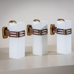 Set of Three Wall Sconces in Opaline Glass and Brass by Stilnovo Milan Italy - 4436928