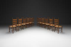 Set of Twelve Beech Ladderback Dining Chairs Europe Mid 20th Century - 4710957