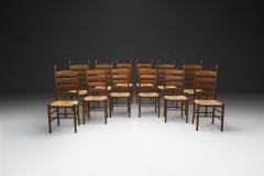 Set of Twelve Beech Ladderback Dining Chairs Europe Mid 20th Century - 4710958