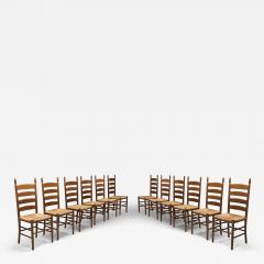 Set of Twelve Beech Ladderback Dining Chairs Europe Mid 20th Century - 4714572