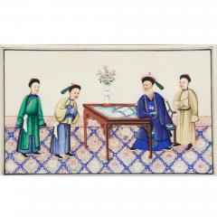 Set of Twelve Chinese Pith Paper Paintings of Court Scenes - 4714993