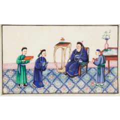 Set of Twelve Chinese Pith Paper Paintings of Court Scenes - 4714995