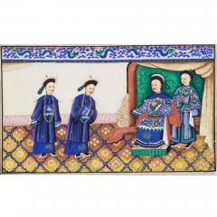 Set of Twelve Chinese Pith Paper Paintings of Court Scenes - 4714996