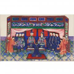 Set of Twelve Chinese Pith Paper Paintings of Court Scenes - 4714999
