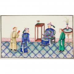 Set of Twelve Chinese Pith Paper Paintings of Court Scenes - 4715001