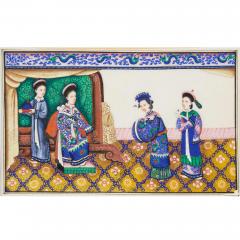 Set of Twelve Chinese Pith Paper Paintings of Court Scenes - 4715003