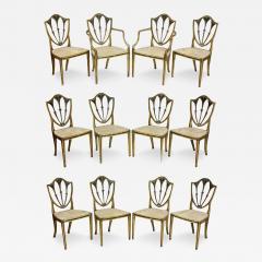 Set of Twelve George III Painted Shield Back Dining Chairs - 3746467
