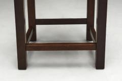 Set of Twelve Oak and Straw Dining Chairs with Geometric Backs Spain ca 1930s - 4477183