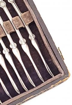 Set of Twelve Reed Barton Medallion Nut Picks in Sterling - 3015358