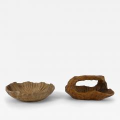 Set of Two Anthroposophical Hand Carved Wood Bowls 1960s - 4527653