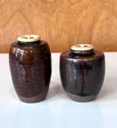 Set of Two Antique Japanese Ceramic Ko Seto Chaires - 4199825