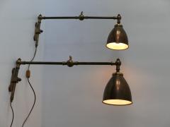 Set of Two Articulated Brass Wall Lamps or Reading Lights 1970s Germany - 2156589