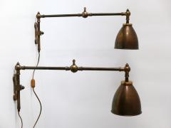 Set of Two Articulated Brass Wall Lamps or Reading Lights 1970s Germany - 2156594