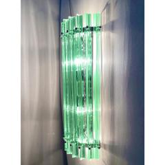 Set of Two Contemporary Green Wather Triedro Murano Glass Wall Sconce - 4303103