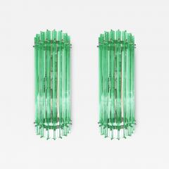 Set of Two Contemporary Green Wather Triedro Murano Glass Wall Sconce - 4306108