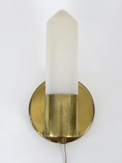 Set of Two Elegant Bauhaus Brass Opaline Glass Sconces Germany 1950s - 4547836