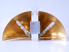 Set of Two Elegant Gilt Brass Lucite Sconces or Wall Lights Germany 1980s - 3359080