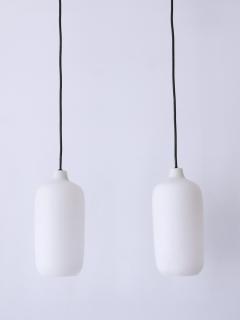 Set of Two Elegant Scandinavian Opaline Glass Pendant Lamps 1960s - 3250012