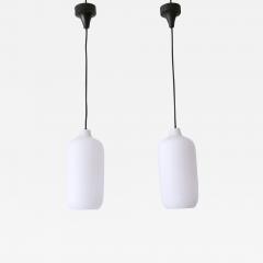 Set of Two Elegant Scandinavian Opaline Glass Pendant Lamps 1960s - 3251682