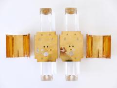 Set of Two Exceptional Gilt Brass Lucite Sconces or Wall Lights Germany 1980s - 3358641