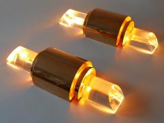 Set of Two Exceptional Gilt Brass Lucite Sconces or Wall Lights Germany 1980s - 3358644