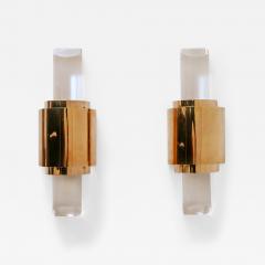 Set of Two Exceptional Gilt Brass Lucite Sconces or Wall Lights Germany 1980s - 3361066