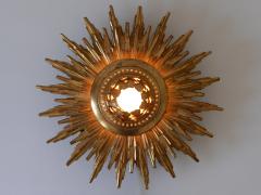 Set of Two Exceptional Mid Century Modern Sunburst Flush Mounts or Sconces 1950s - 4043897