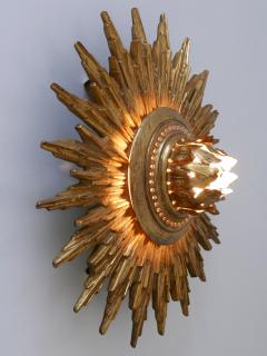 Set of Two Exceptional Mid Century Modern Sunburst Flush Mounts or Sconces 1950s - 4043902