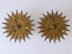 Set of Two Exceptional Mid Century Modern Sunburst Flush Mounts or Sconces 1950s - 4043911