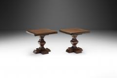 Set of Two Handcrafted Wood Side Tables Europe 1970s - 3577906