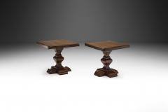 Set of Two Handcrafted Wood Side Tables Europe 1970s - 3577907