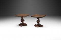 Set of Two Handcrafted Wood Side Tables Europe 1970s - 3577908
