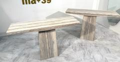 Set of Two Italian Travertine Console Tables 1970s - 4308767