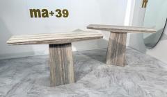 Set of Two Italian Travertine Console Tables 1970s - 4308768