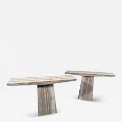 Set of Two Italian Travertine Console Tables 1970s - 4310160