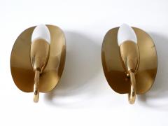 Set of Two Lovely Mid Century Modern Brass Sconces or Wall Lamps Germany 1950s - 3687147