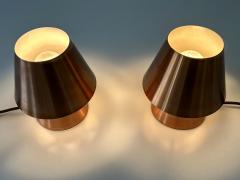 Set of Two Lovely Mid Century Modern Copper Bedside Table Lamps Germany 1960s - 4253614
