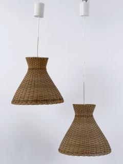 Set of Two Lovely Mid Century Modern Rattan Diabolo Pendant Lamps Germany 1960s - 4757270