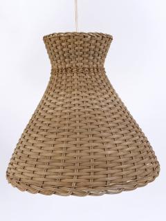 Set of Two Lovely Mid Century Modern Rattan Diabolo Pendant Lamps Germany 1960s - 4757272