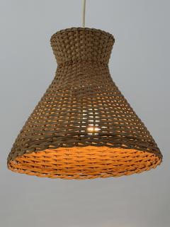 Set of Two Lovely Mid Century Modern Rattan Diabolo Pendant Lamps Germany 1960s - 4757274