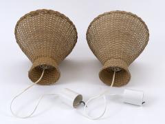 Set of Two Lovely Mid Century Modern Rattan Diabolo Pendant Lamps Germany 1960s - 4757279