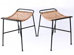 Set of Two Lovely Mid Century Modern Rattan Stools Germany 1960s - 3250237