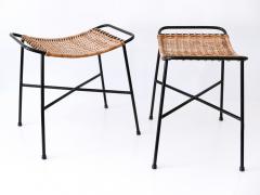 Set of Two Lovely Mid Century Modern Rattan Stools Germany 1960s - 3250239