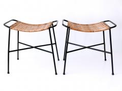 Set of Two Lovely Mid Century Modern Rattan Stools Germany 1960s - 3250241