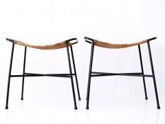 Set of Two Lovely Mid Century Modern Rattan Stools Germany 1960s - 3250242