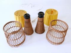 Set of Two Lovely Mid Century Modern Rattan Wicker Table Lamps Germany 1960s - 2932809