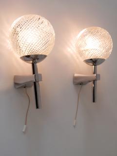 Set of Two Lovely Mid Century Modern Textured Glass Sconces or Wall Lamps 1970s - 3366146